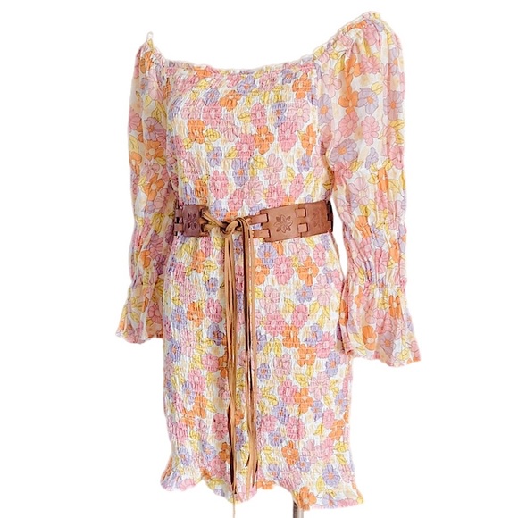 COTTON ON 70s floral shirred bodycon mini dress elastic 100% plastic! - Picture 10 of 10